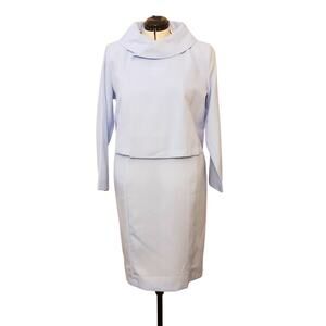 Vintage Bedford Fair Light Blue Wrap Crop Jacket Dress Set, Size XL